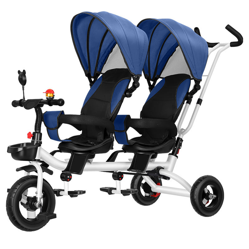 Twin Tricycle Children's Double-seat Bicycle Twin Baby Stroller 1-5 Years Old Baby Car Steering