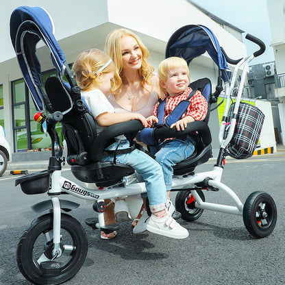 Twin Tricycle Children's Double-seat Bicycle Twin Baby Stroller 1-5 Years Old Baby Car Steering